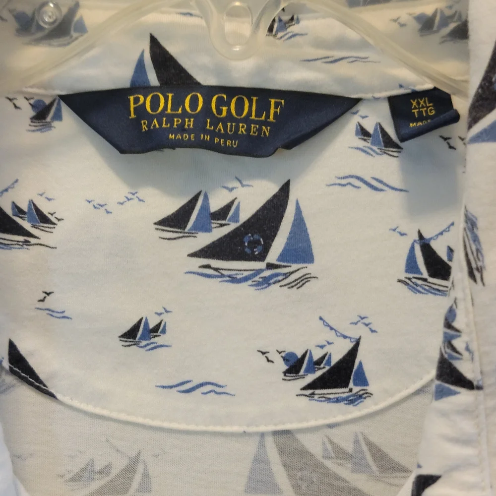 Polo Ralph Lauren Golf Sailboat Print polo shirt XXL Made‎ In PERU